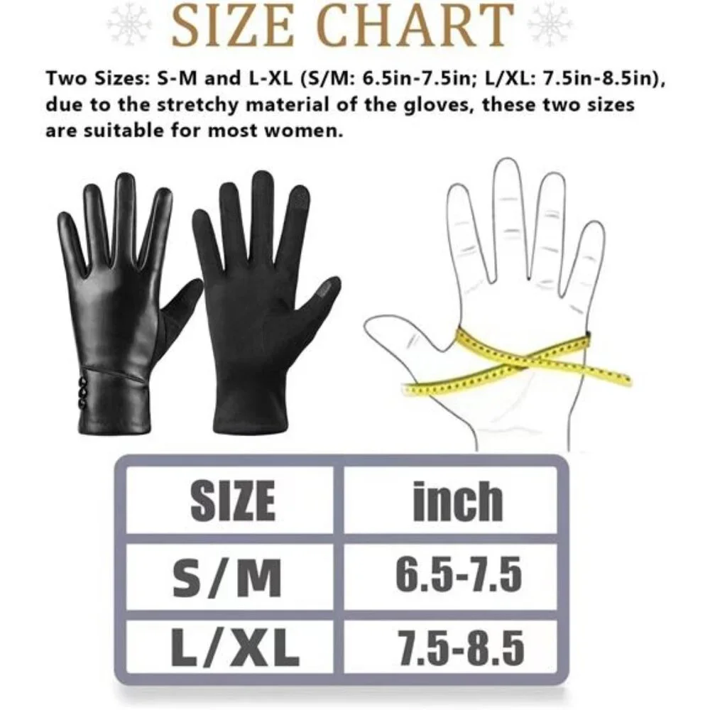 Women's Winter Fashion Leather Gloves Touch Screen Wool Lined Suede Gloves